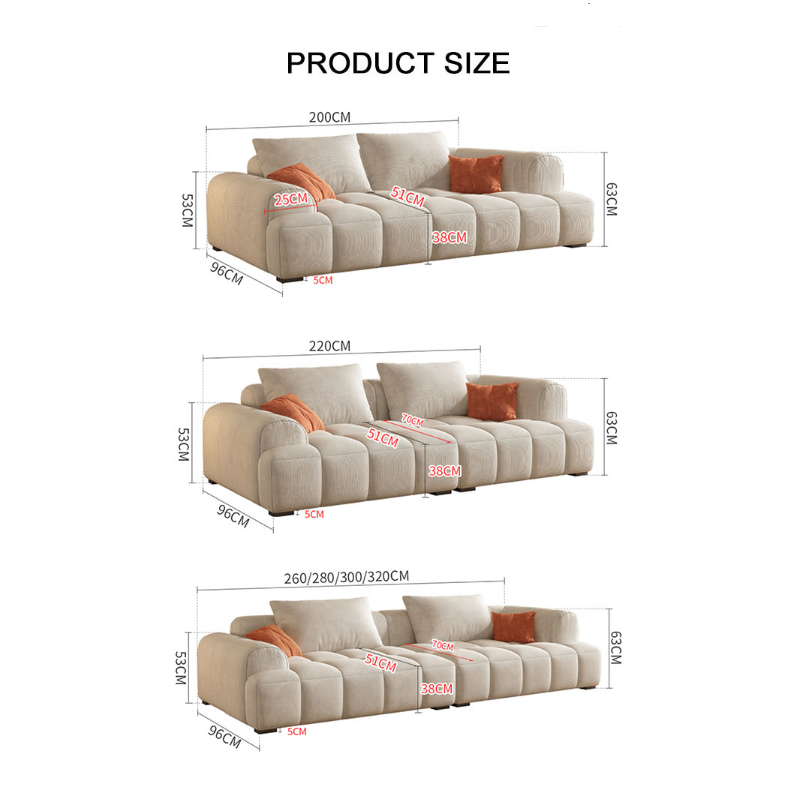 Arabella Module Sofa, Two Seater Sofa, Three Seater Sofa, Four Seater, Corduroy Fabric-Weilai Concept-Weilai Concept