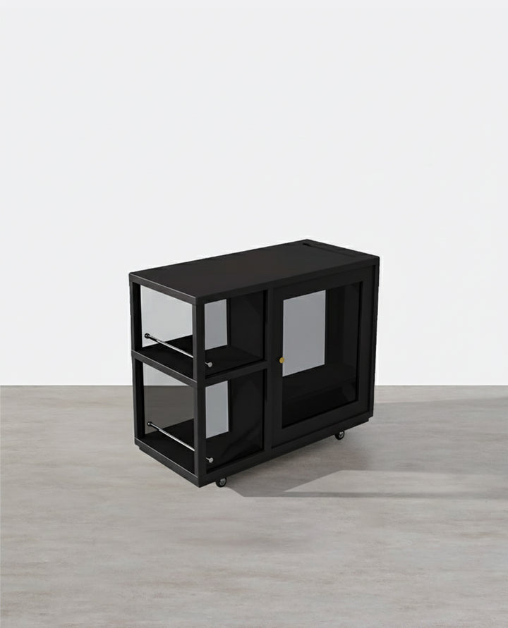 Aglaea Side Table With Storage, Black-Weilai Concept
