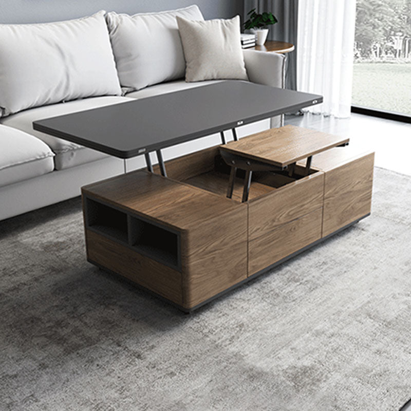 Elitaire Lift Top Coffee Table, Multi Functional Table with 3 Drawers in Walnut & Black