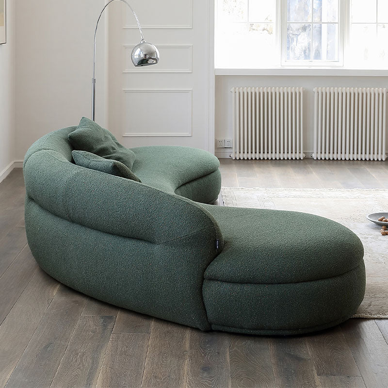 Yannik Curved Three Seater Sofa, Green