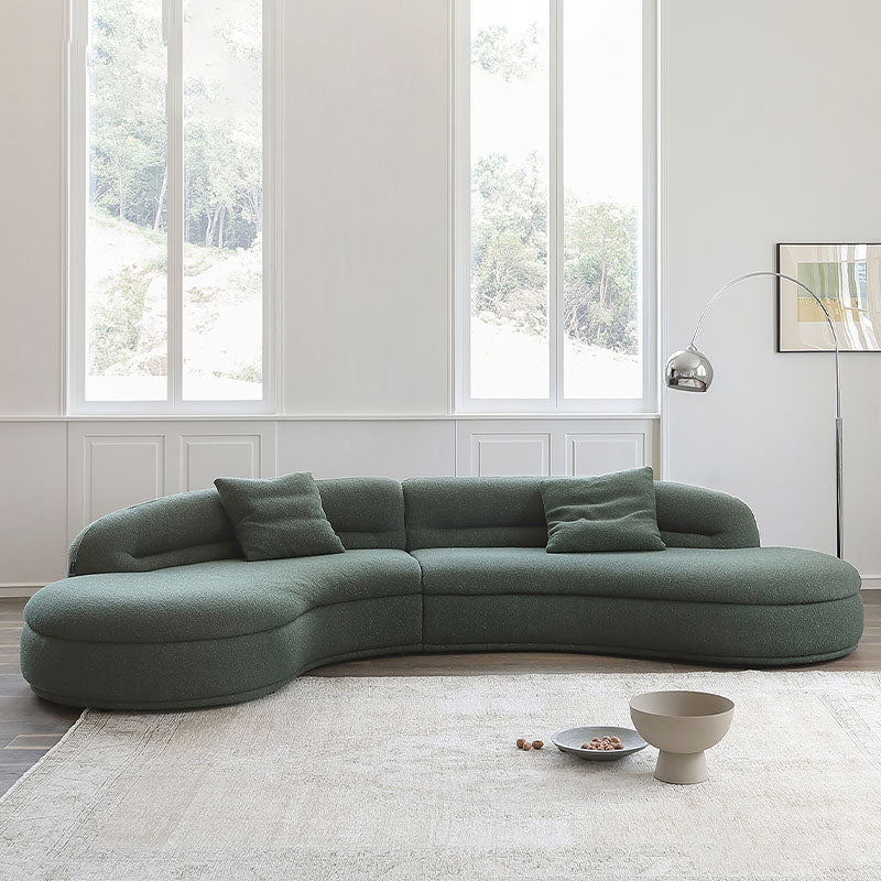Yannik Curved Three Seater Sofa, Green