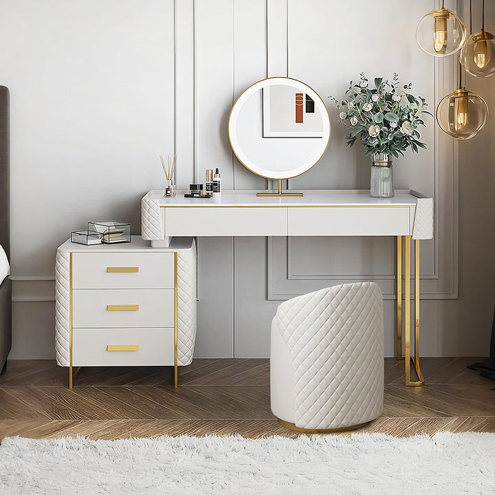 Duran Dressing Table With LED Mirror, Cream - pre assembled chest of drawers