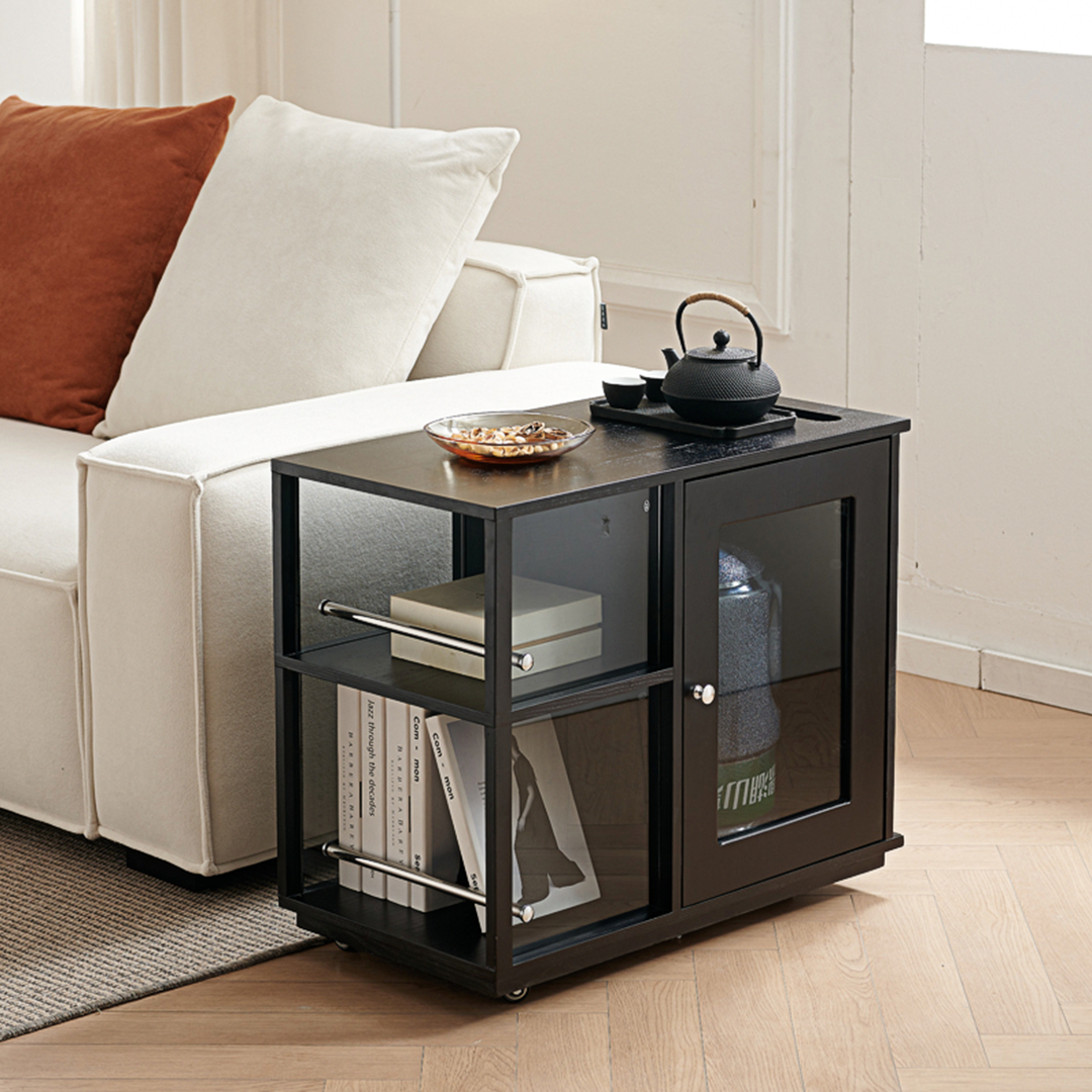 Aglaea Side Table With Storage, Black-Weilai Concept-Weilai Concept