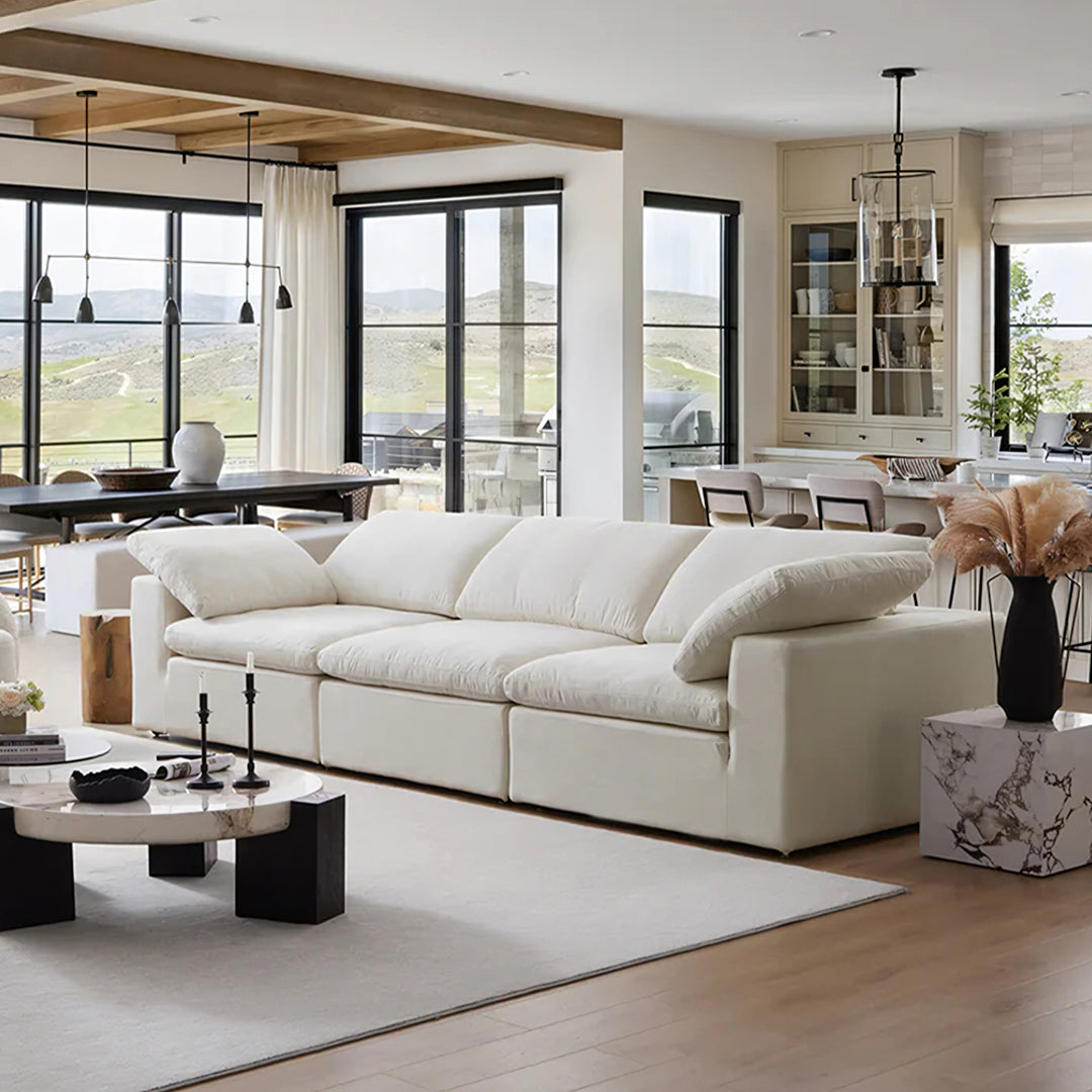 Farid Two Seater, Three Seater Sofa, Modular Sofa, White Linen