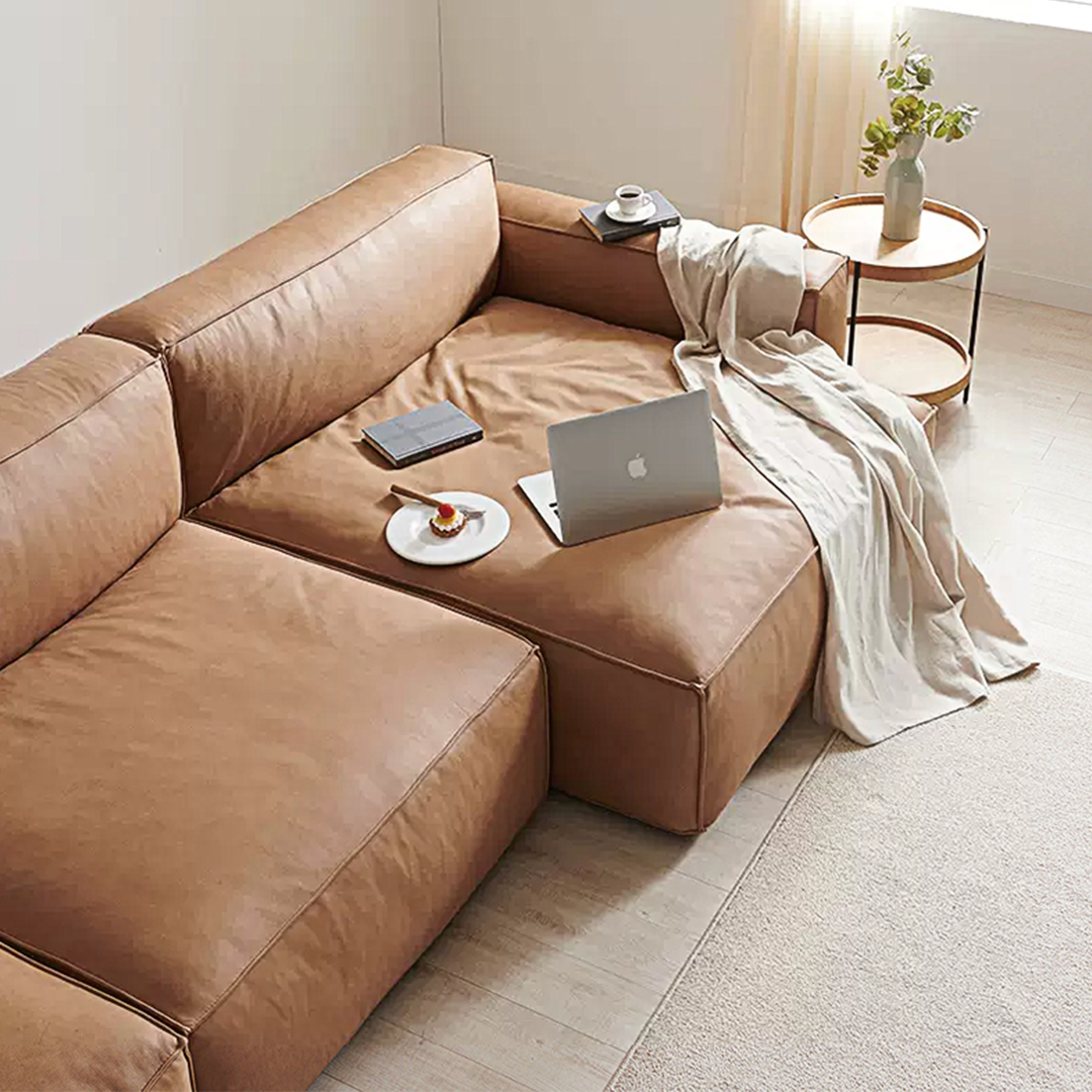 Lucian Four Seater modular Sofa, Real Leather