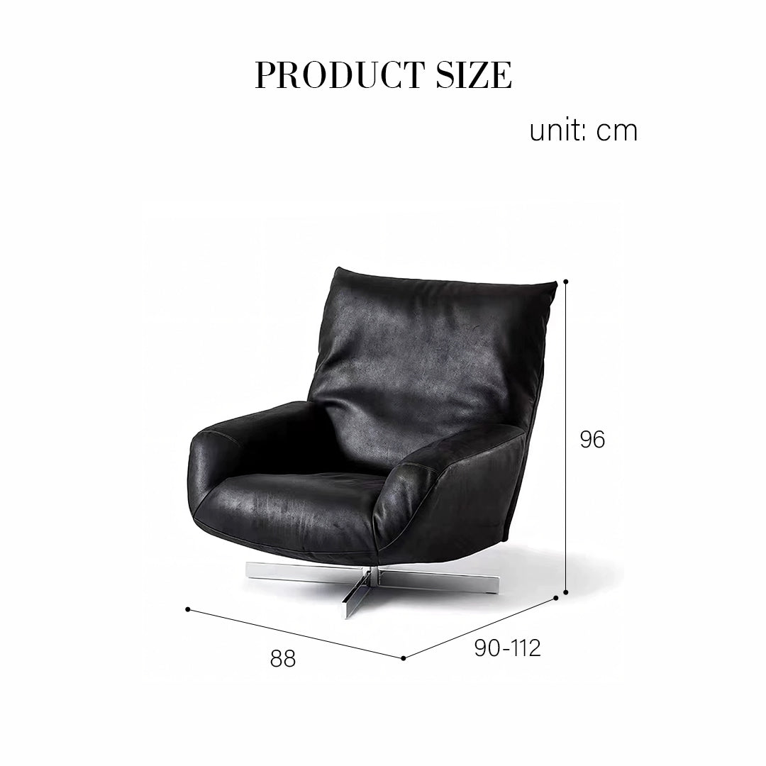 Schmidt Chiara Lounge Chair With Footstool, Swivel, Real Leather-Weilai Concept-Weilai Concept