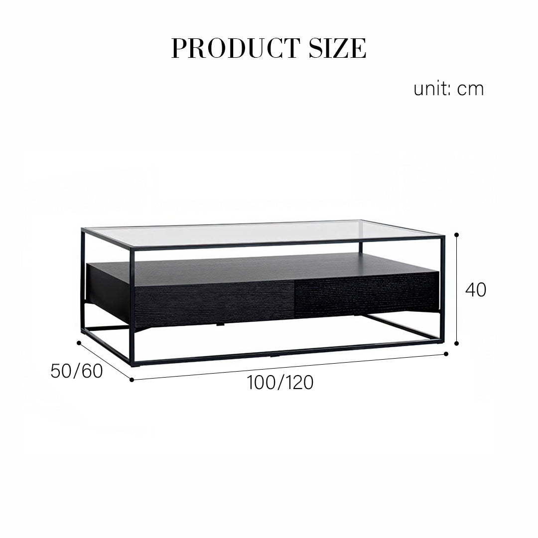 Sanderson Rectangle Coffee Table With Storage, Black