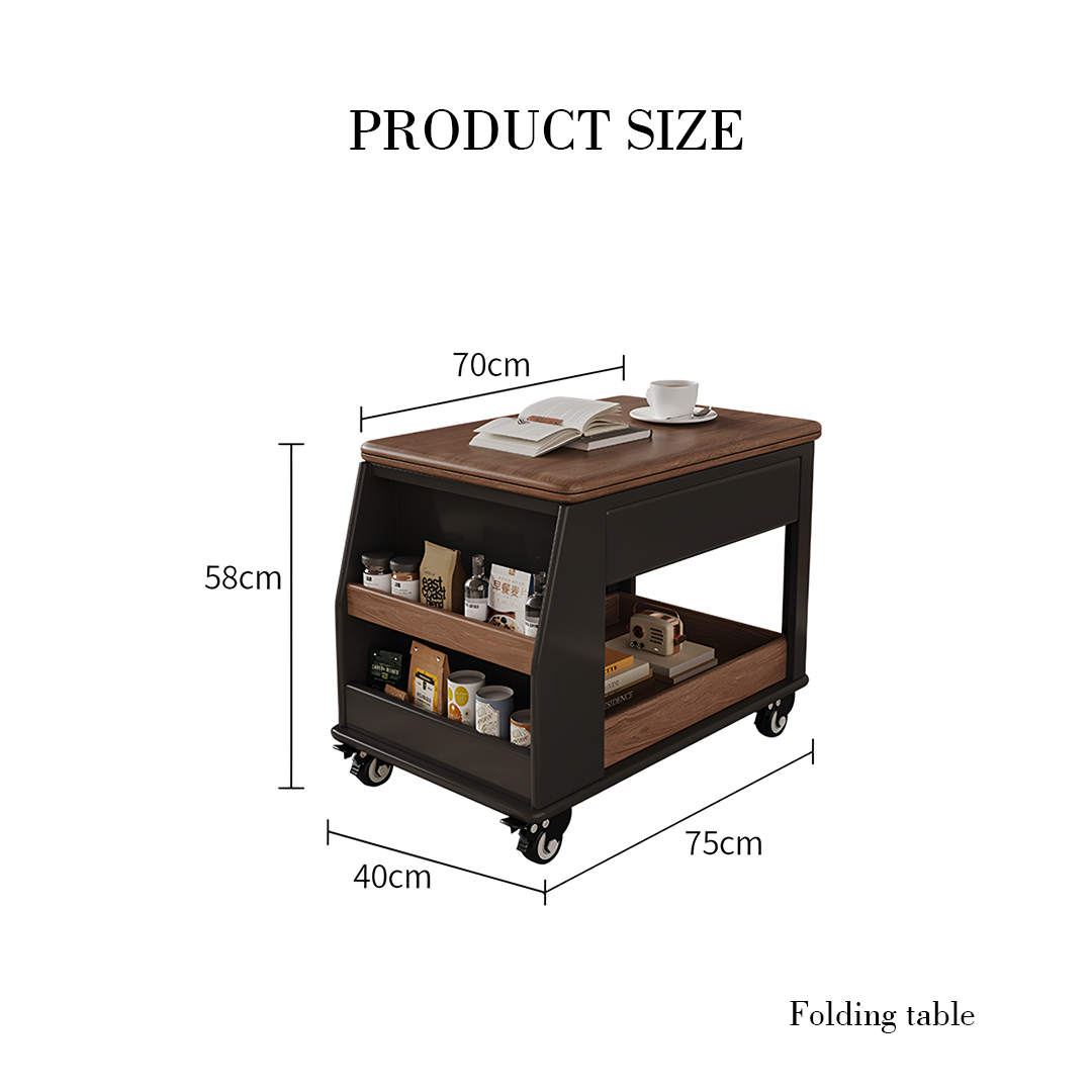 Ariana Lift Up Table, Foldable Coffee Table With Storage & Casters-Weilai Concept-Weilai Concept