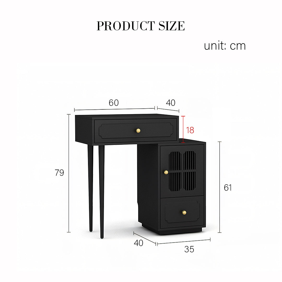 Scarlett Dressing Table With Side Cabinet & LED Mirror, Black-Weilai Concept-Weilai Concept