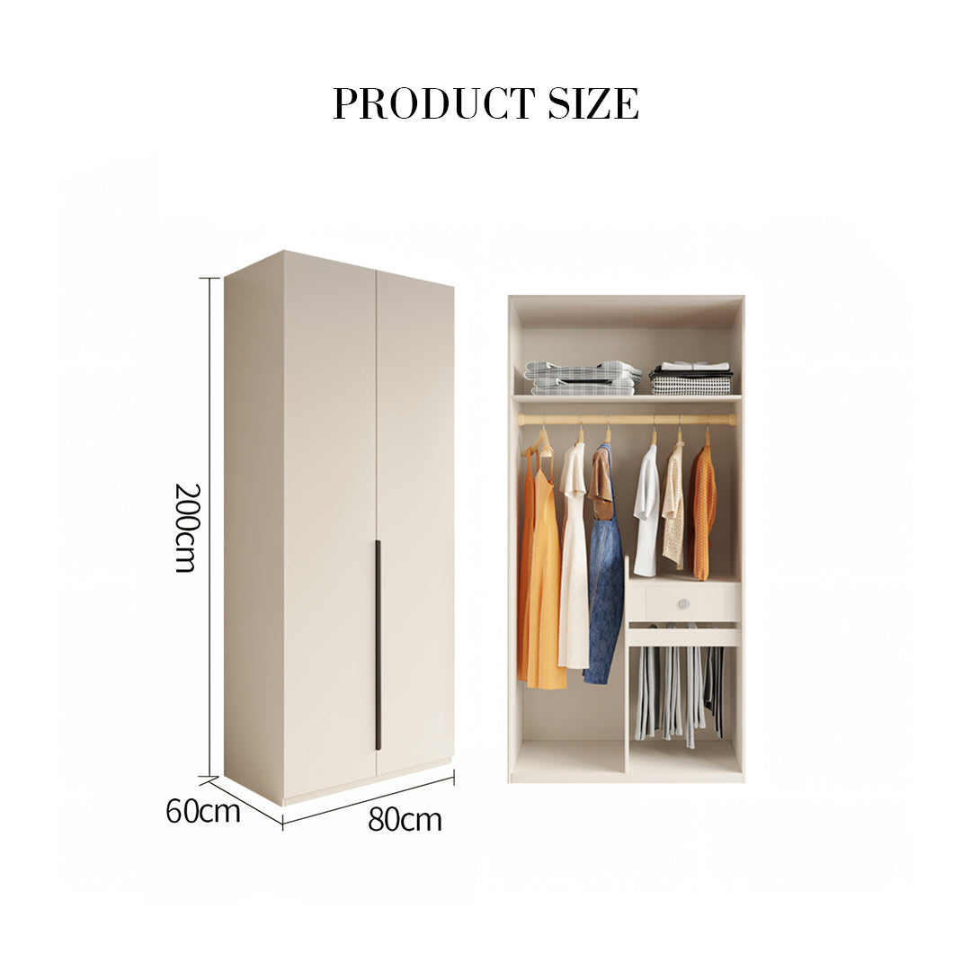 Petrov Wooden Wardrobe, Cream-Weilai Concept-80 x 60 x 200cm-Weilai Concept