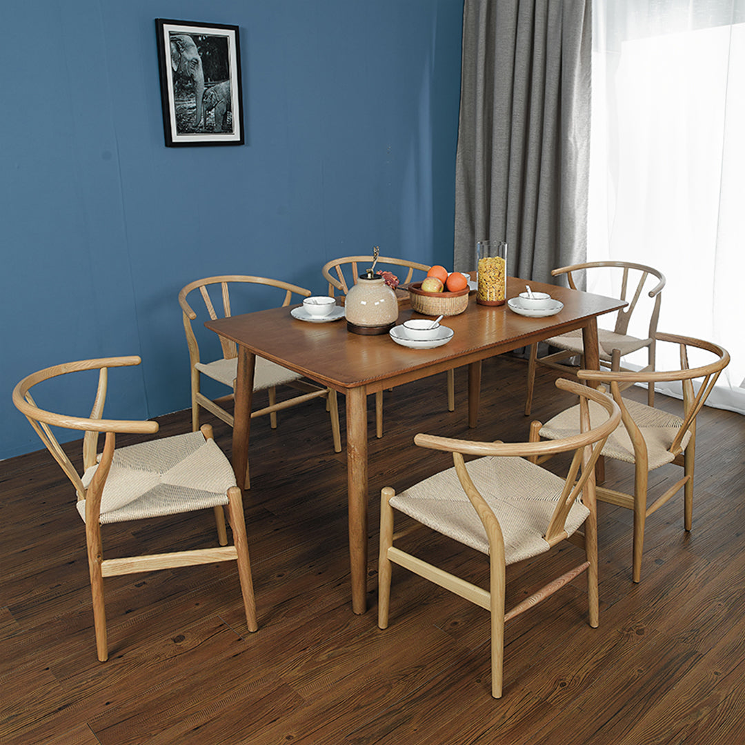 Gupta Dining Chair, Solid Wood & Rattan, Oak-Weilai Concept-Weilai Concept