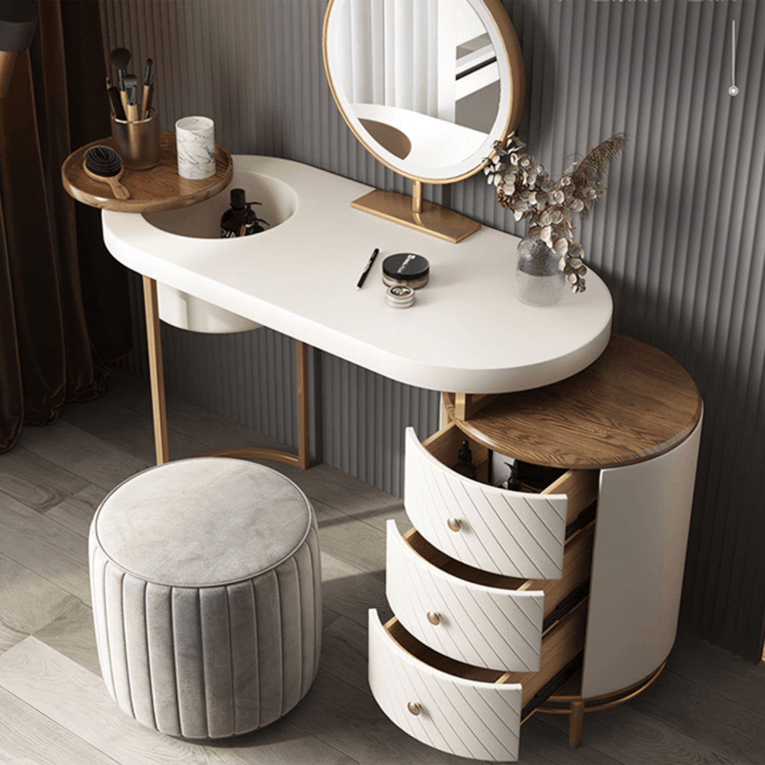 Tandy Dressing Table With LED Mirror, Green & White,  Makeup Vanity