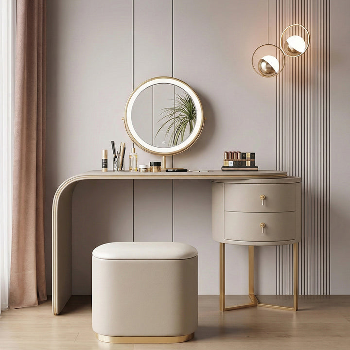 Noorali Dressing Table with Mirror, More Colors Available-Champagne-80cm-Weilai Concept