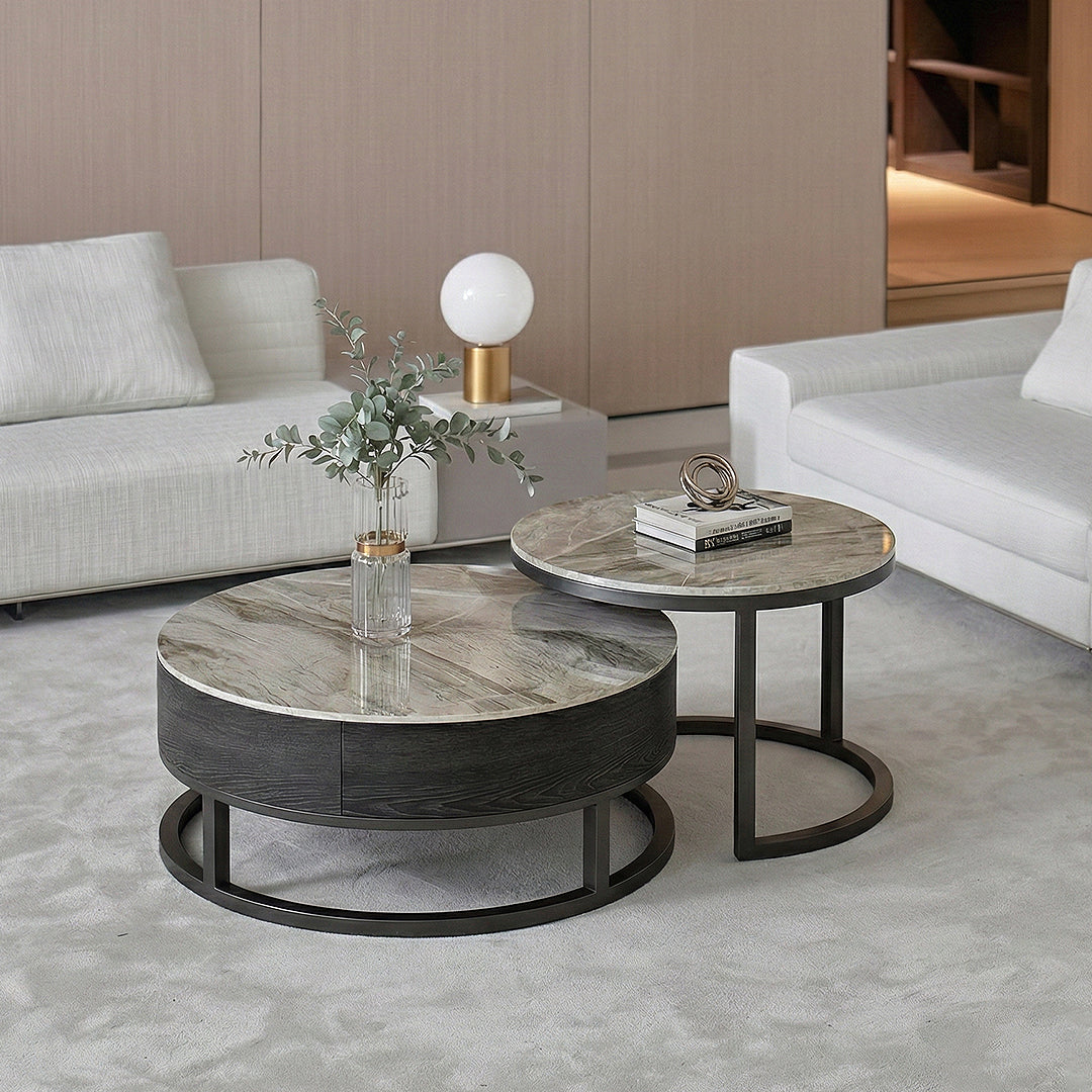 Modern Circular Coffee Table - Space-Saving & Stylish Design