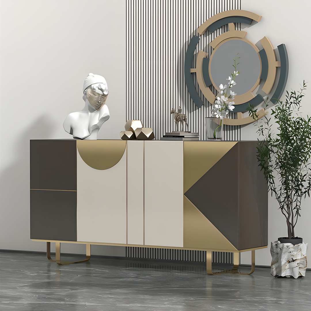 Lara large Sideboard, Bedroom Sideboard, Black And Gold-Weilai Concept