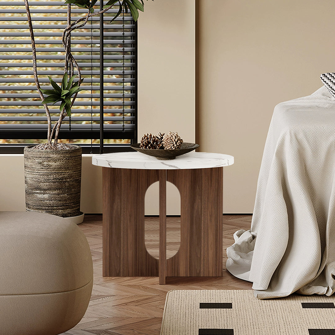 Caravaggio Round Side Table, Marble