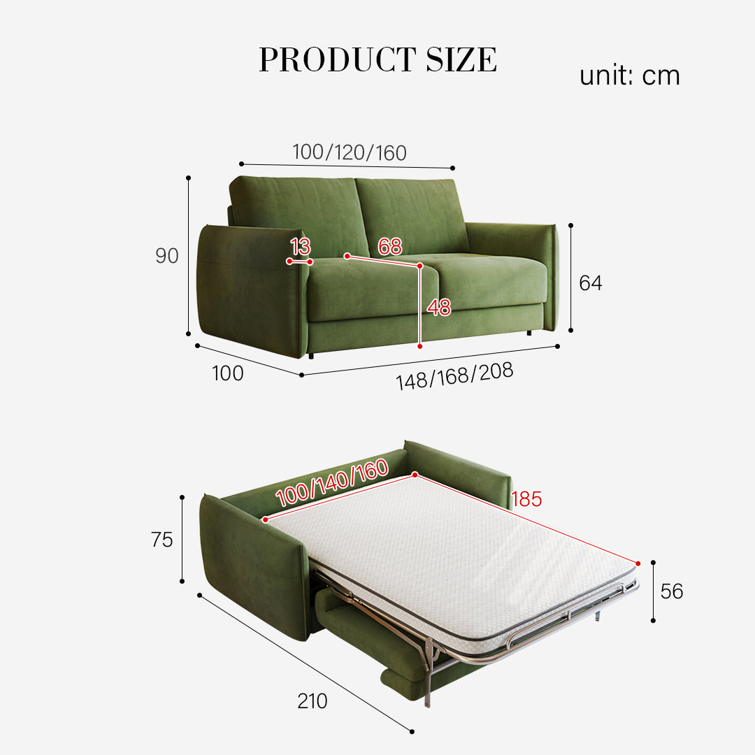 Kaur Two Seater Sofa Bed, Pull Out Sleeper Sofa Bed, More Colours-Weilai Concept-Weilai Concept