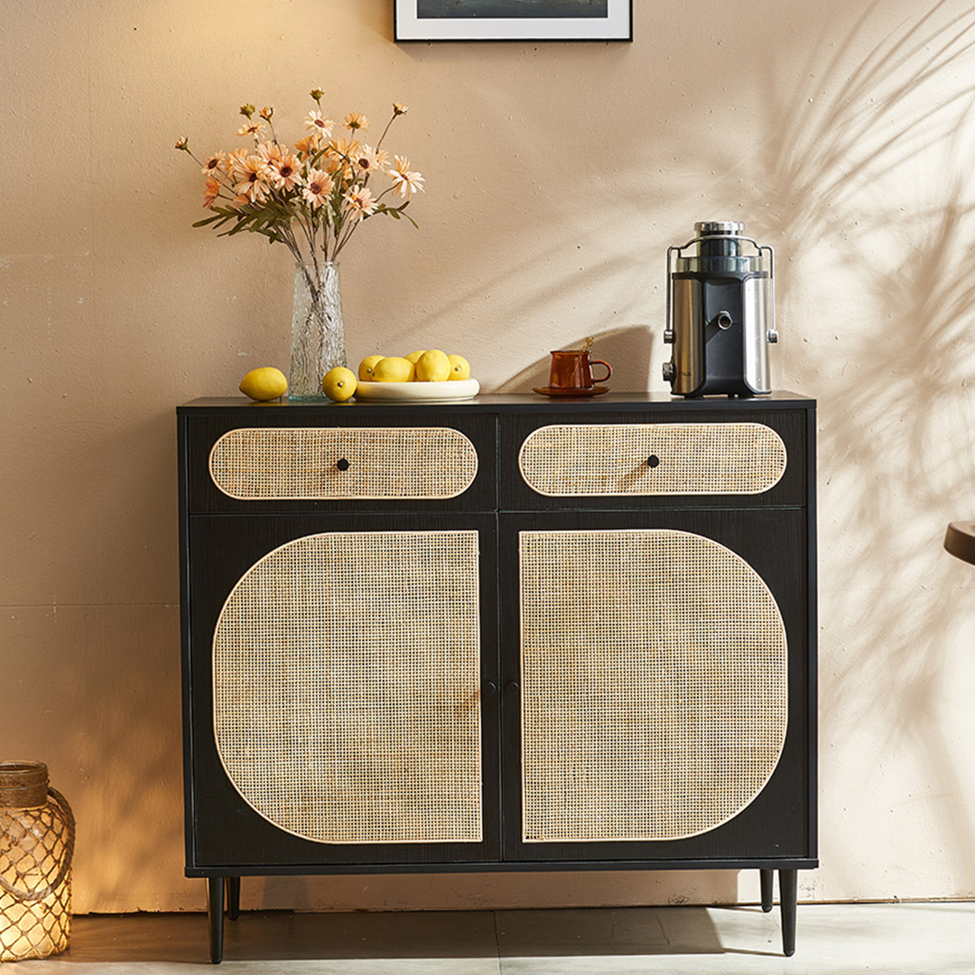 Barbary Rattan Sideboard, Black Or Oak-Weilai Concept-Weilai Concept