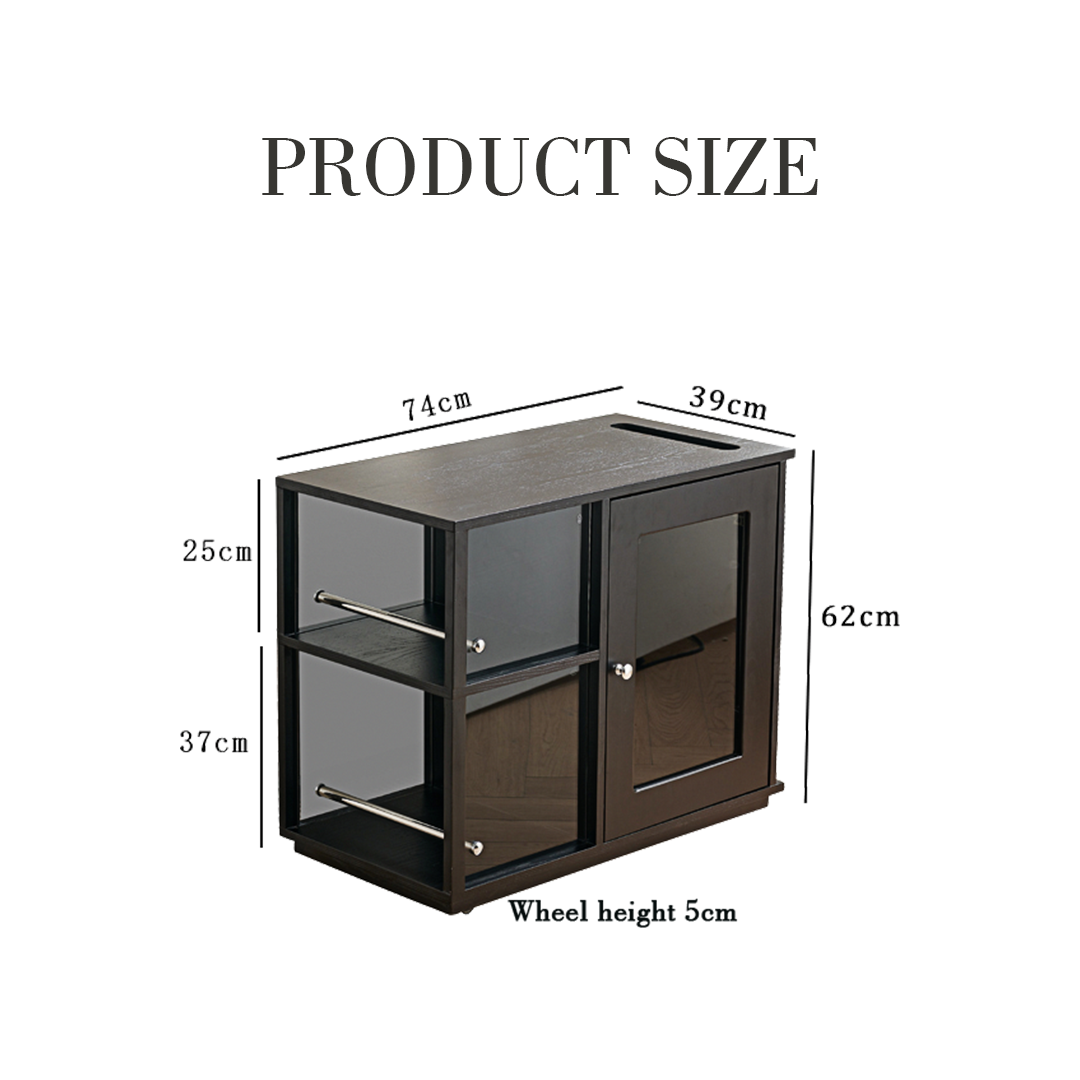 Aglaea Side Table With Storage, Black-Weilai Concept