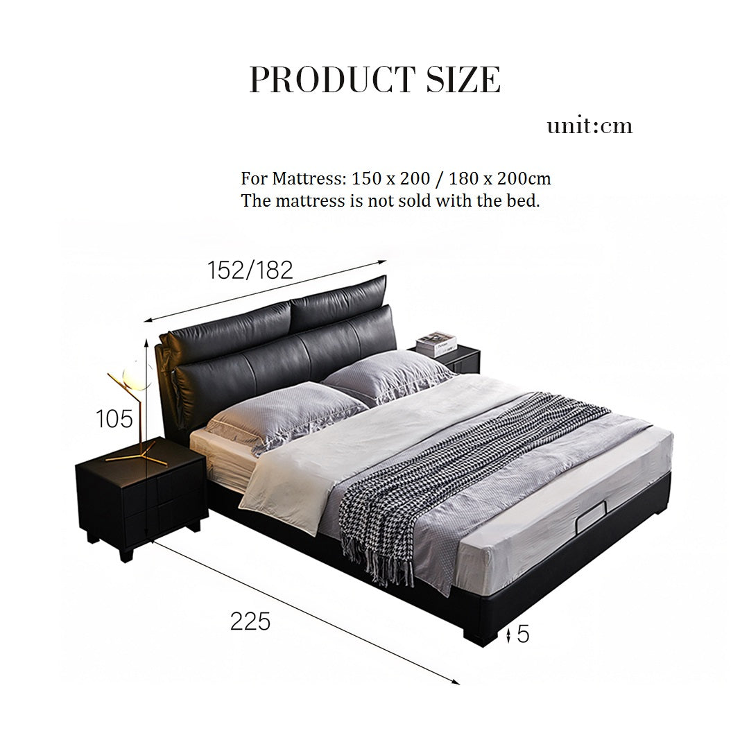 Luca King Size Superking Size Bed, Leather