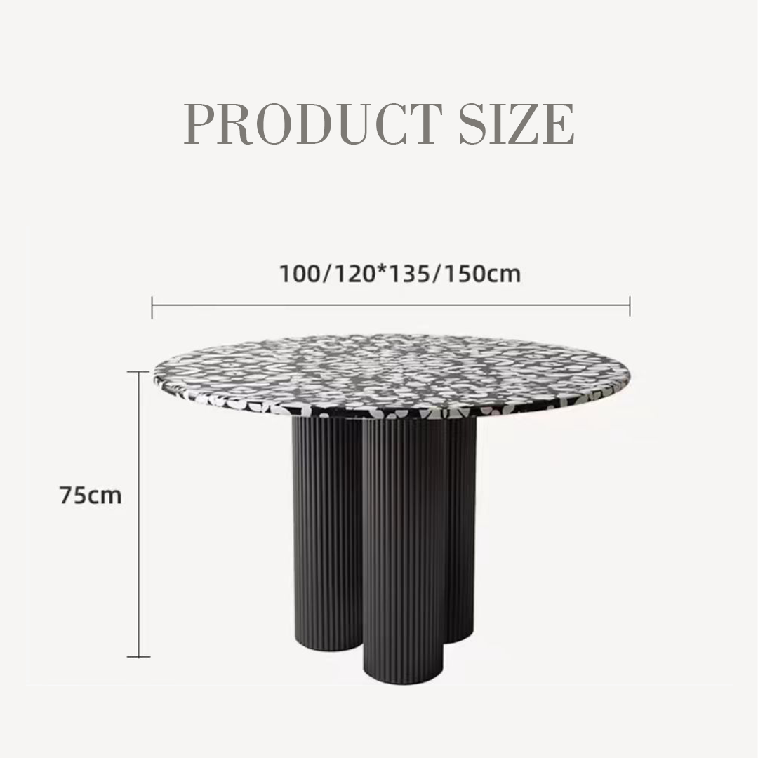 Nelli Modern Round Dining Table, Marble