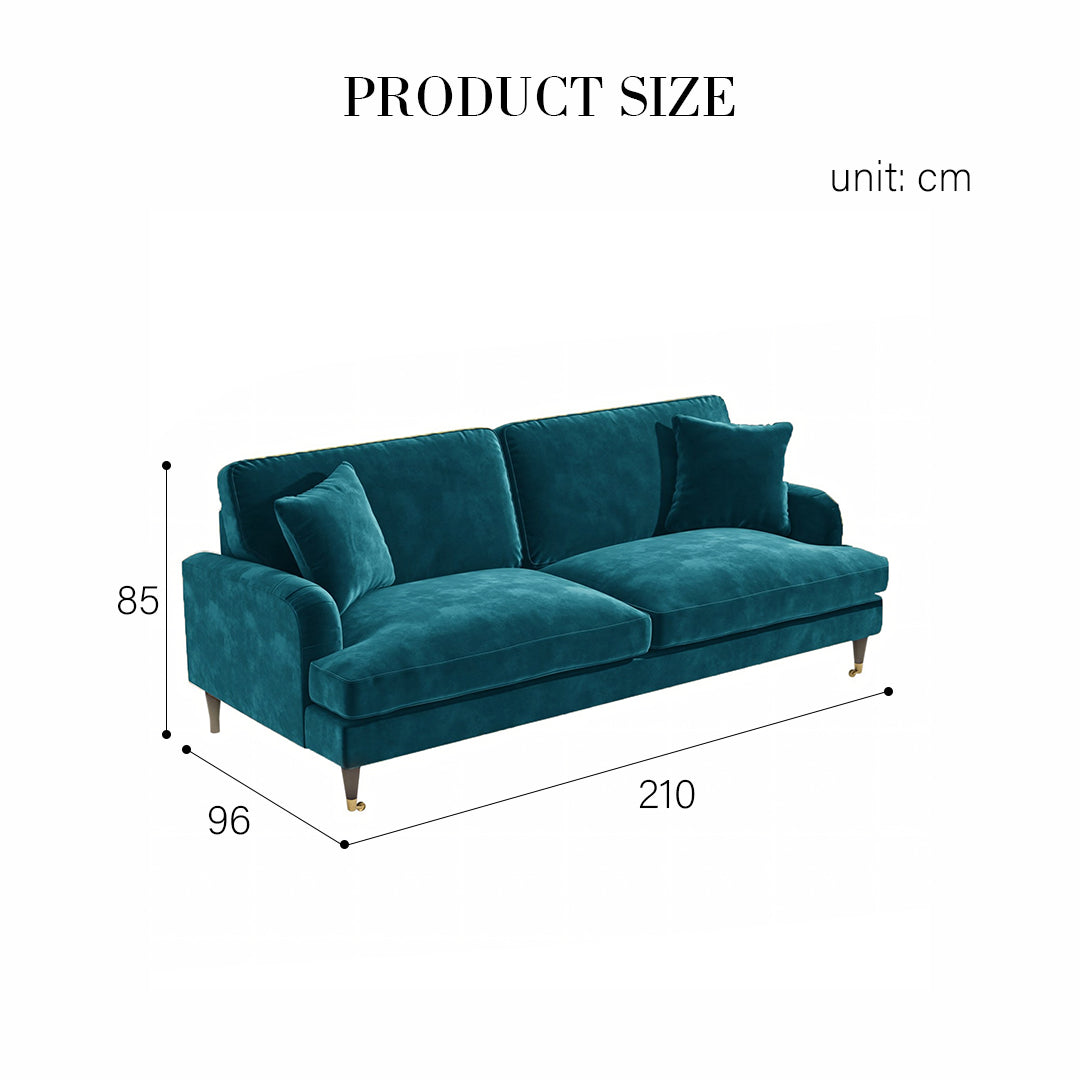 Ismail Two Seater Sofa, Loveseat, Velvet