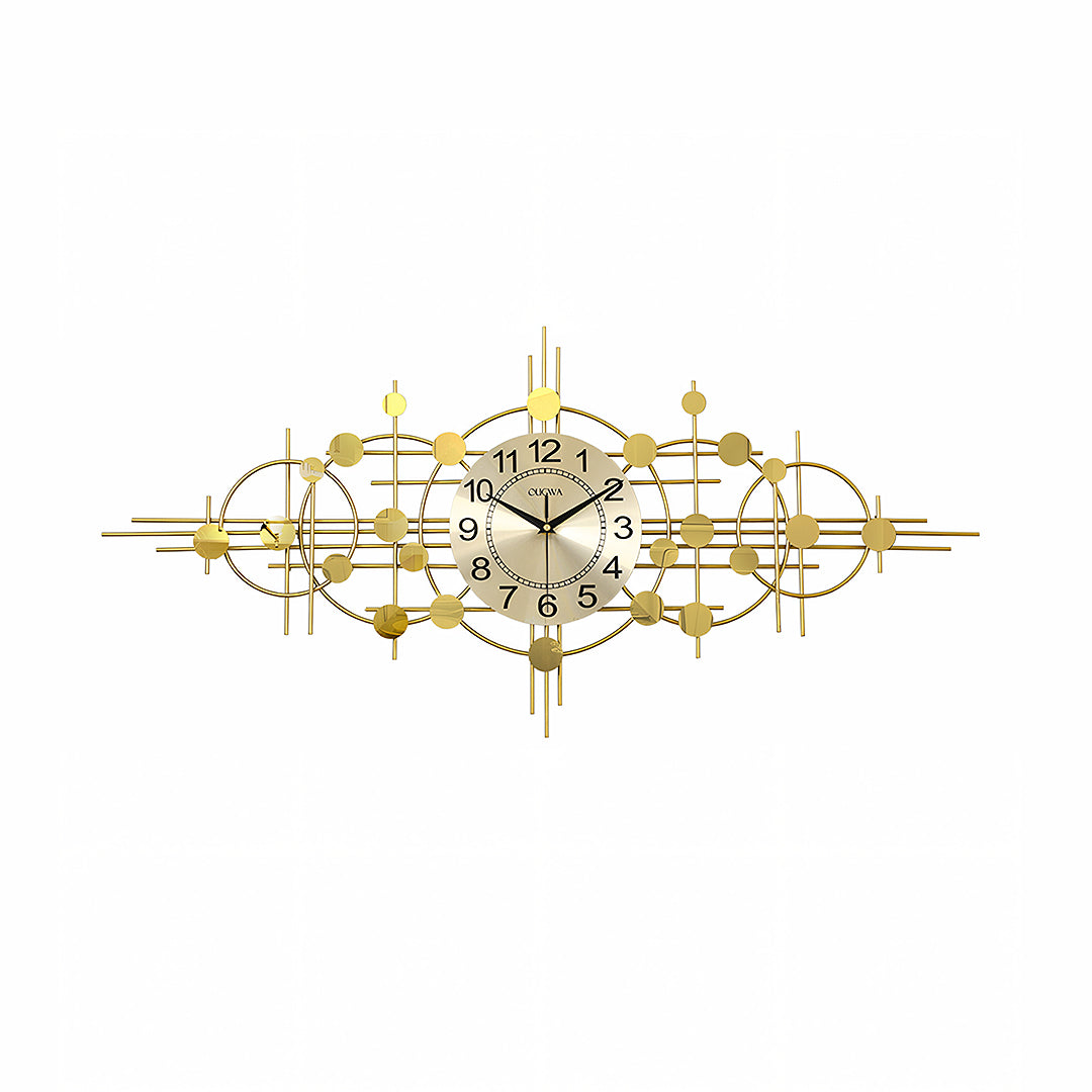 Cohen Art Deco Gold Wall Clock, Silent Clock, Horizontal Or Vertical-Weilai-Weilai Concept