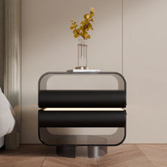 Friesen Rotateble Bedside Table With Storage & Light Strip-Weilai Concept
