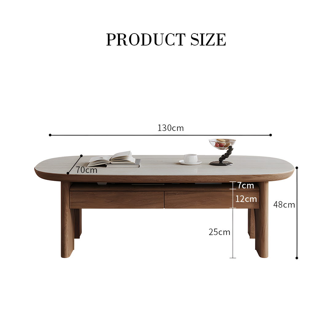 Saito Coffee Table With Storage, Wood, Oval-Weilai Concept-Weilai Concept