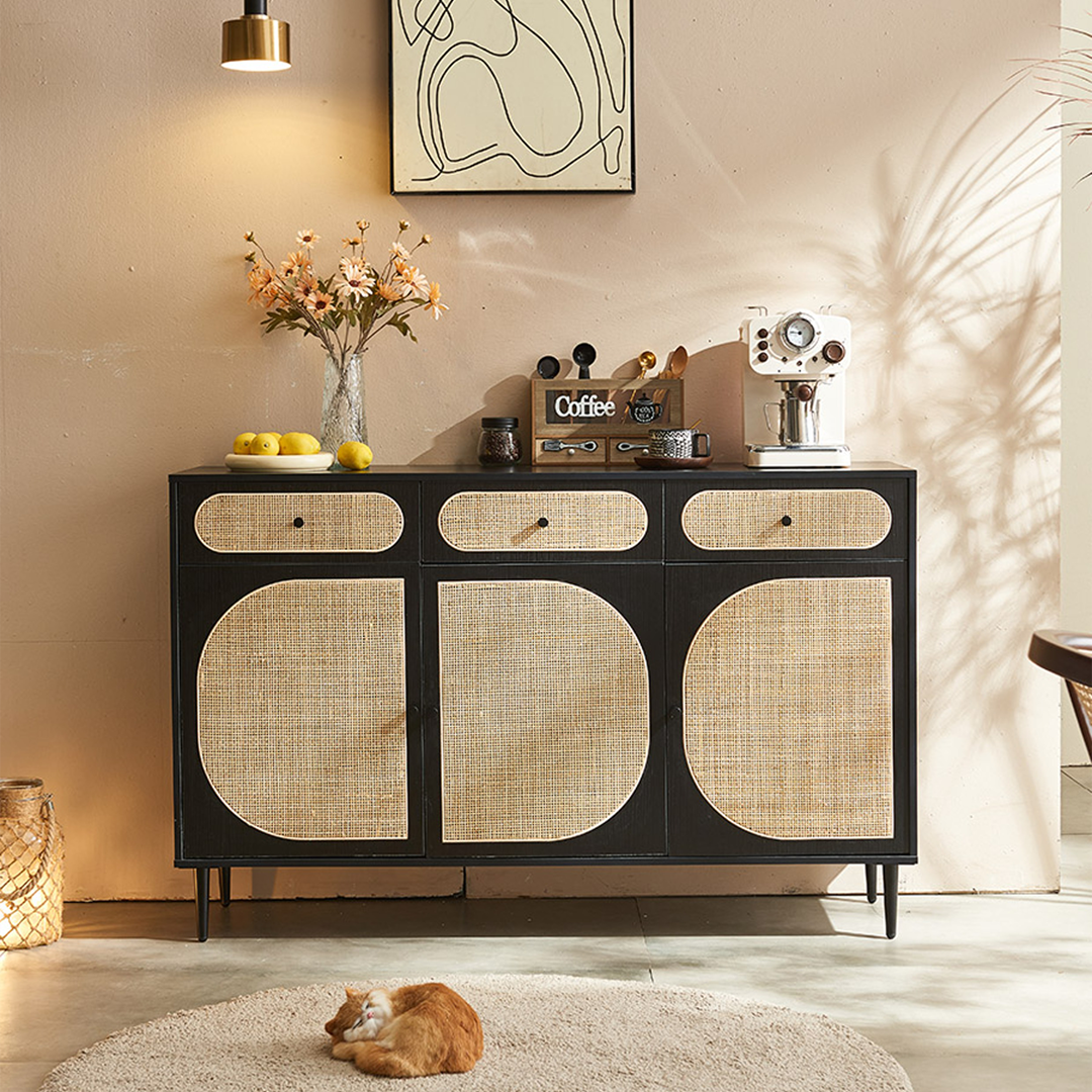 Ballard Rattan Sideboard, Black