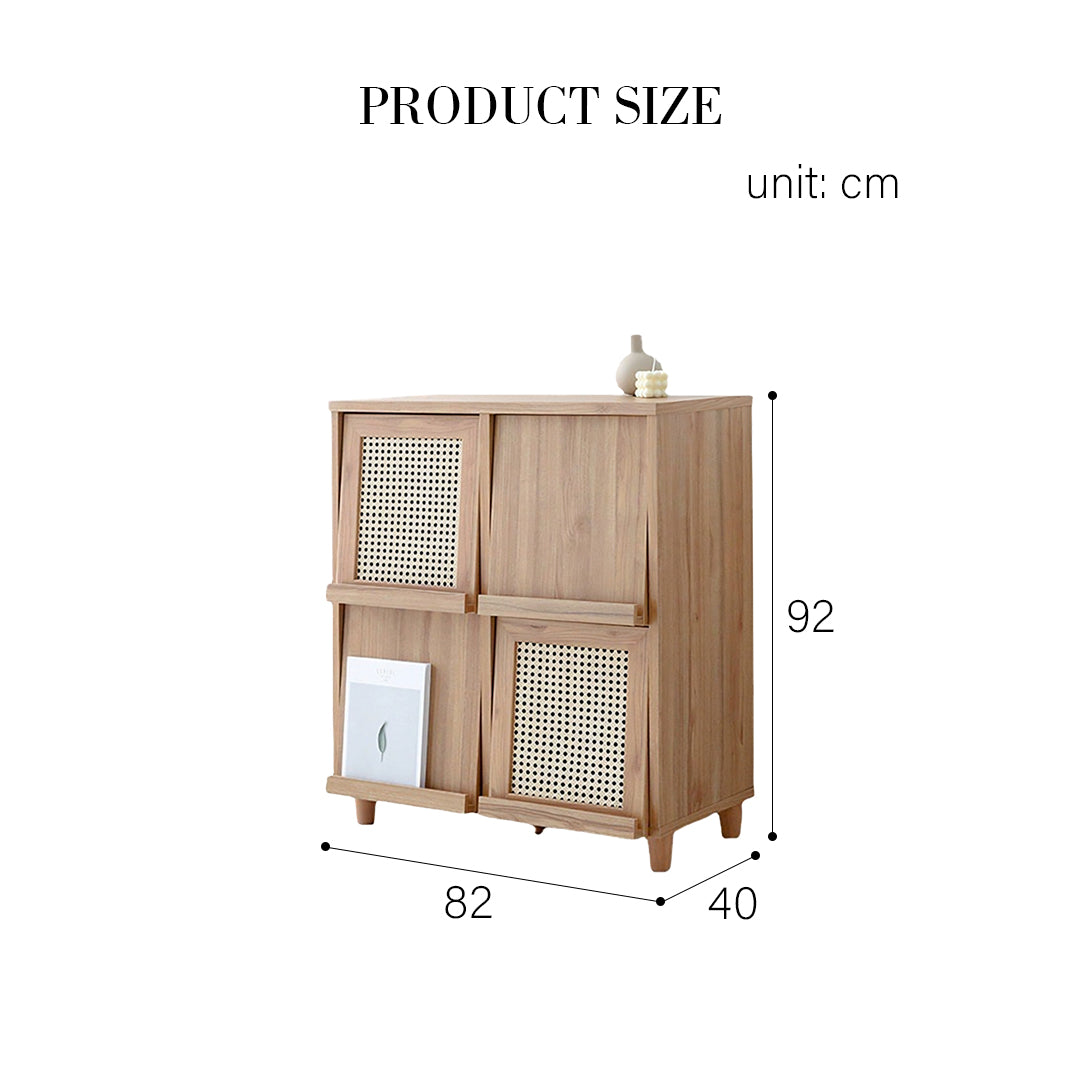 Iskandar Sideboard With Magazine Rack, Solid Wood & Rattan， Storage