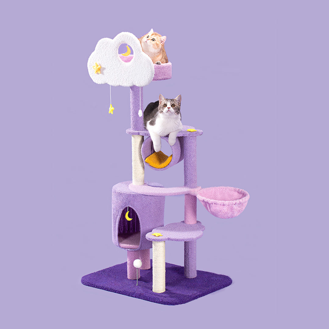 Díaz Cat Climber, Cat Tree, Coral Fleece, Purple-Weilai Concept-Weilai Concept