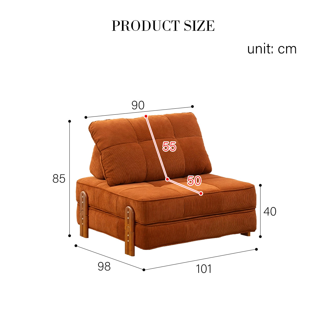 Salinas Lazy Sofa Bed, Single Sofa Bed, Corduroy
