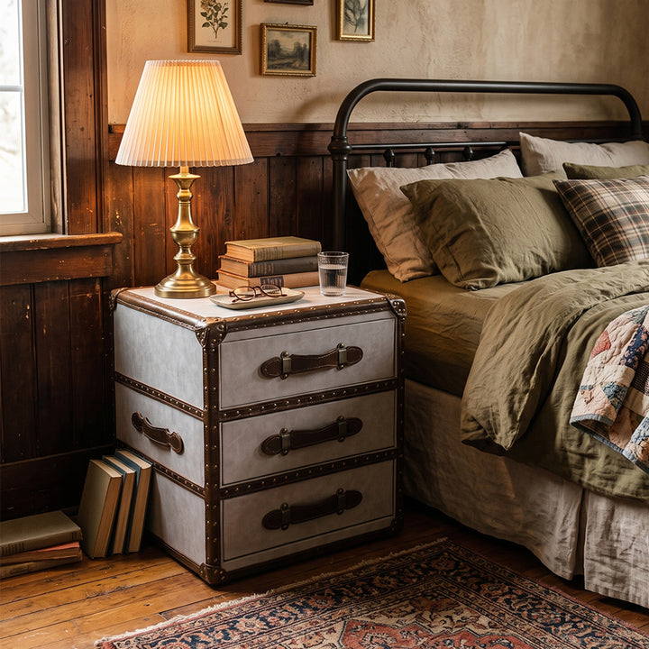 B13 Aviator Bedside Table, PU Leather