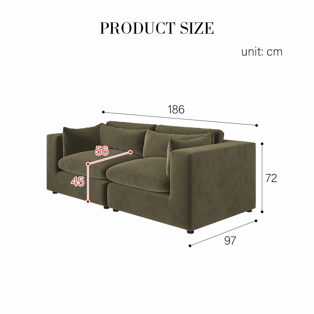 Makhmudov Loveseat Sofa, Two Seater Sofa, Velvet