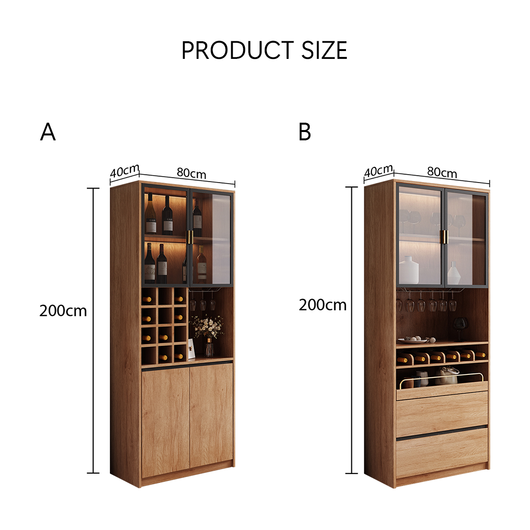 Miranda Tall Wine Cabinet, Solid Wood-Weilai Concept-Weilai Concept