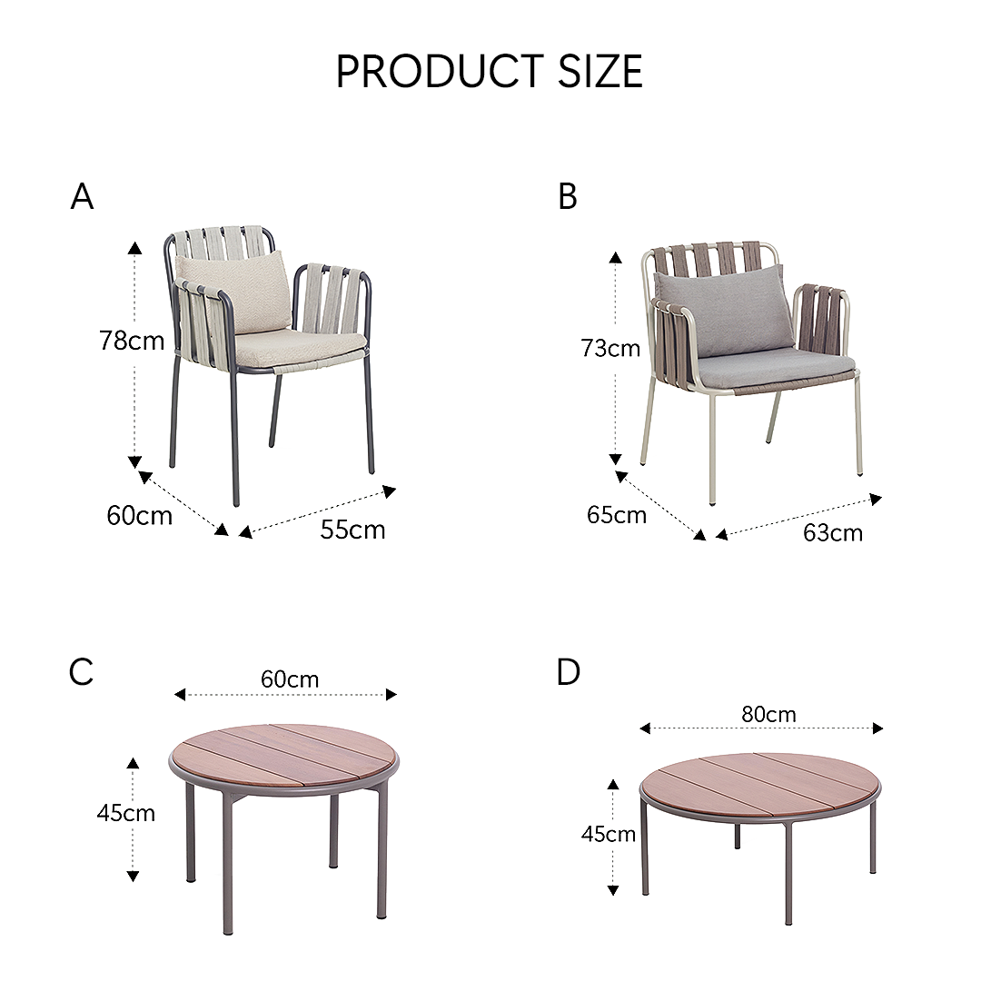 Table à manger ronde et chaise d'extérieur Artemis, pour jardin et terrasse 