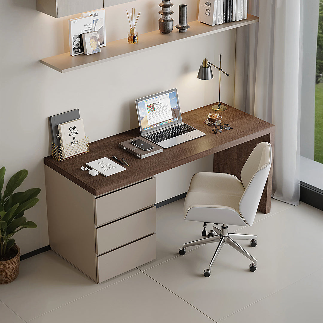 Jamal Office Desk With Storage & Office Chair, Solid Wood-Weilai Concept-Weilai Concept