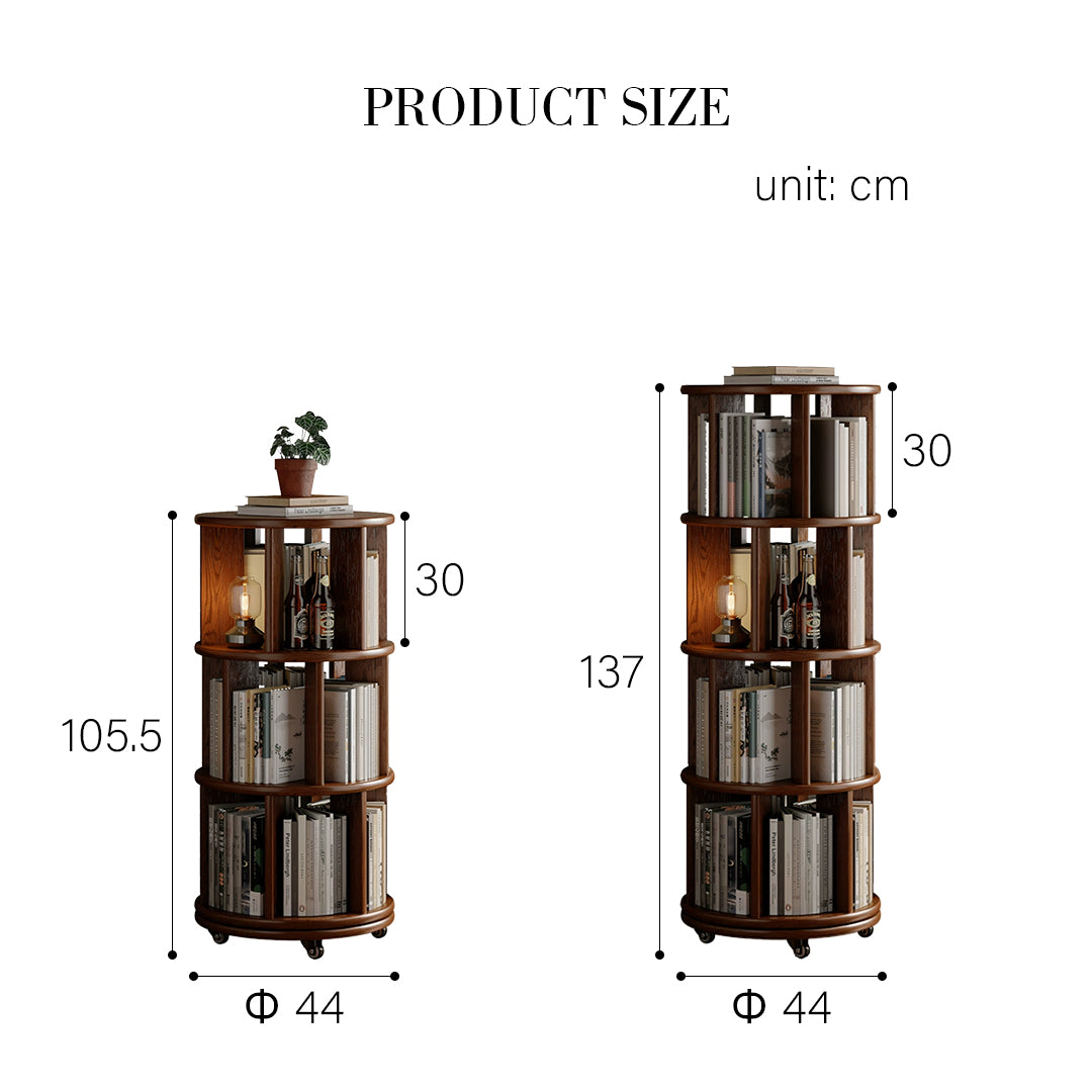 Stojanovic Round Rotating Bookshelf, Corner Bookshelf With Castors