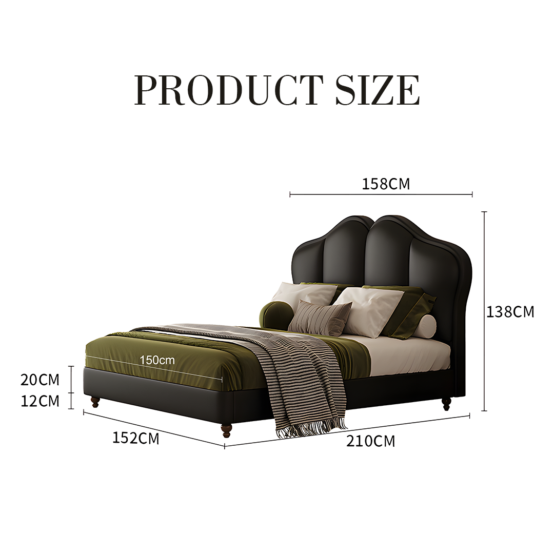 Cama doble de cuero Zephyr 