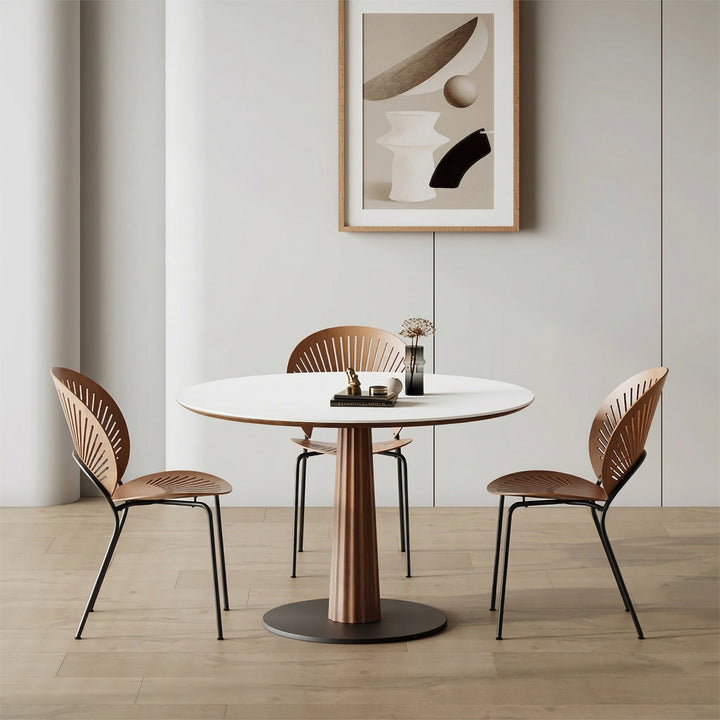 Anderson Small Round Dining Table, Sintered Stone & Solid Wood dining table
