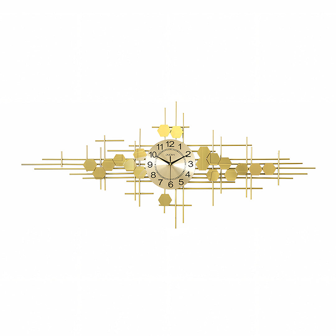 Clark Art Deco Wall Clock, Silent Clock, Gold