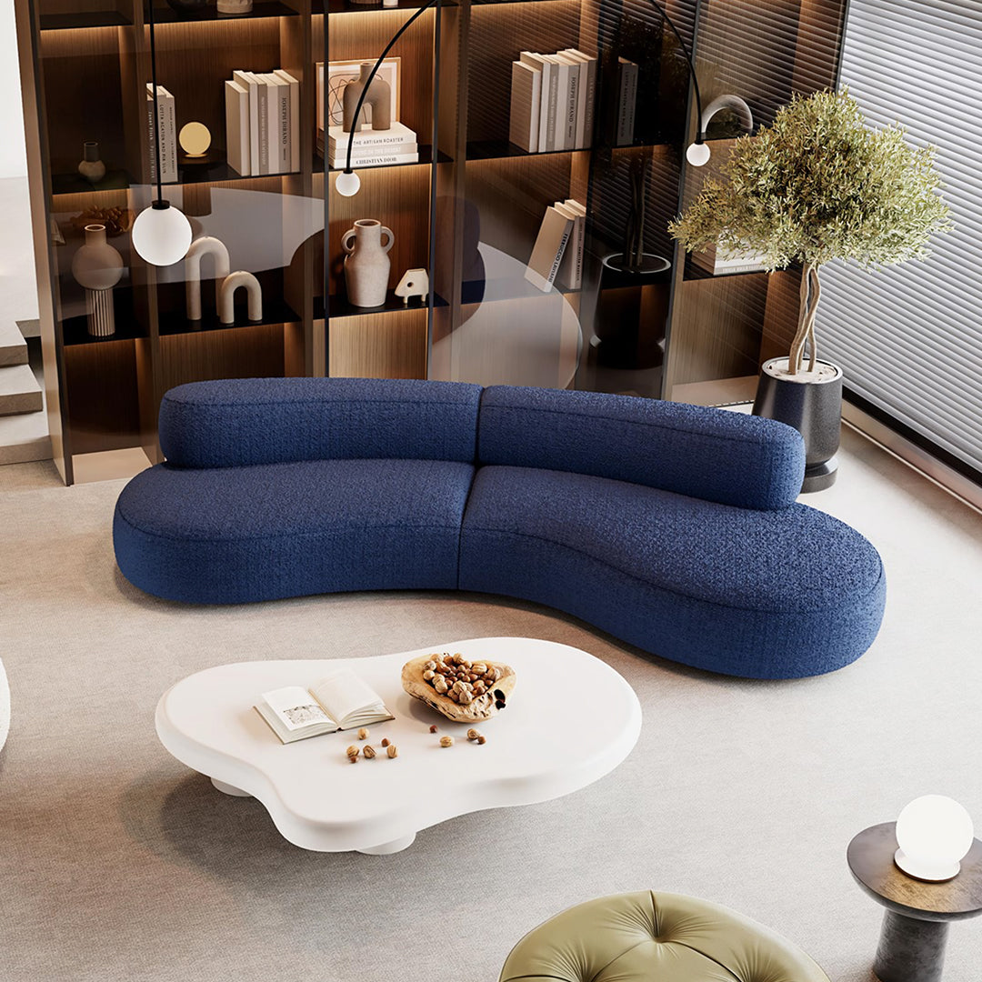 Selim Three Seater Curved Sofa, Modular Sofa, Blue