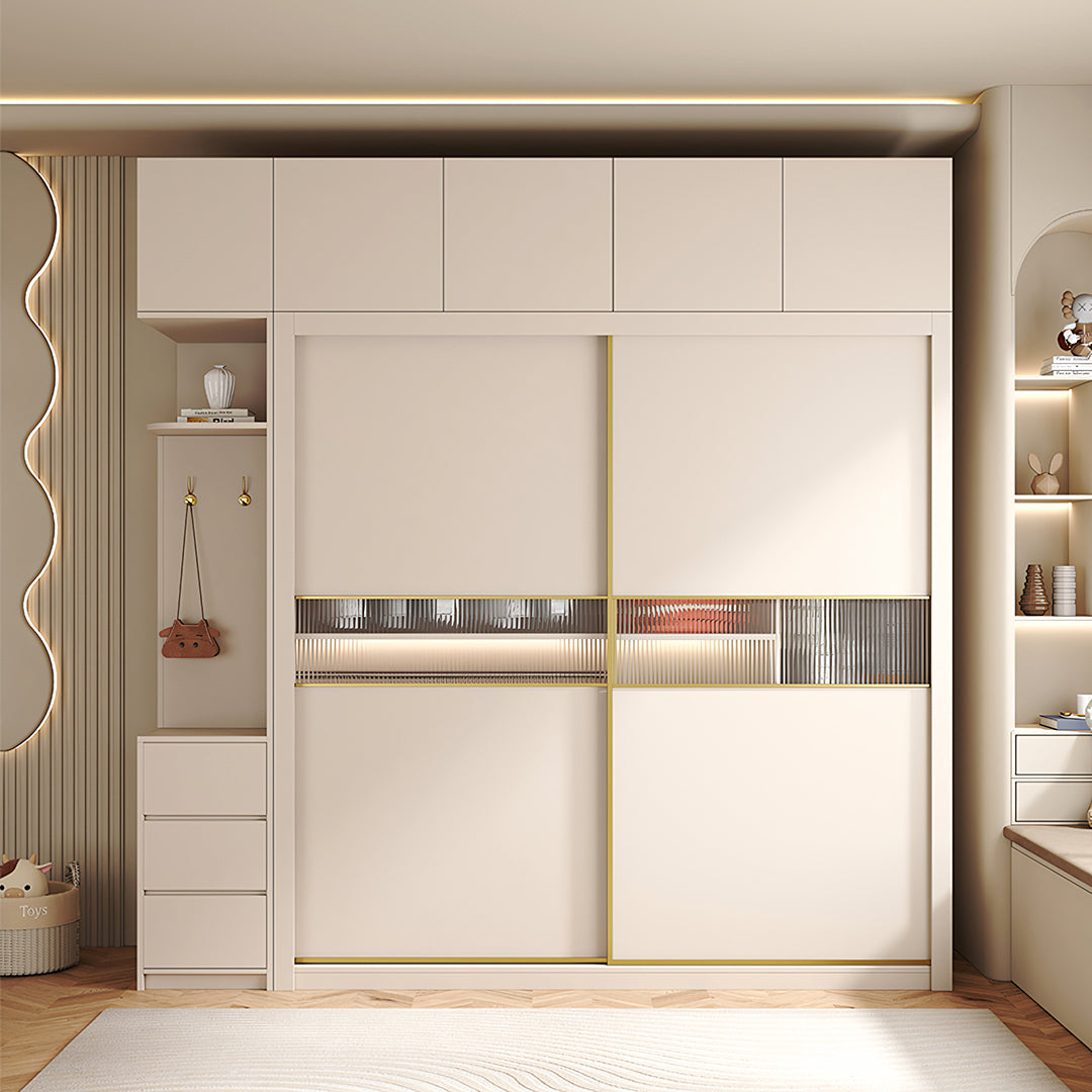 Jansen Sliding Door Wardrobe, Cream-Weilai Concept-Weilai Concept