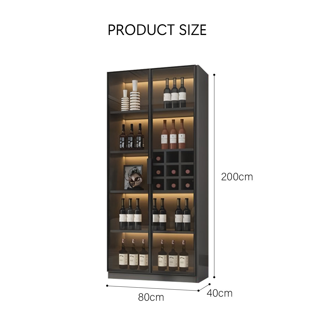 Hampshire I Wine Cabinet, Wine Storage With Glass Doors & Lights-Weilai Concept-80cm-Weilai Concept