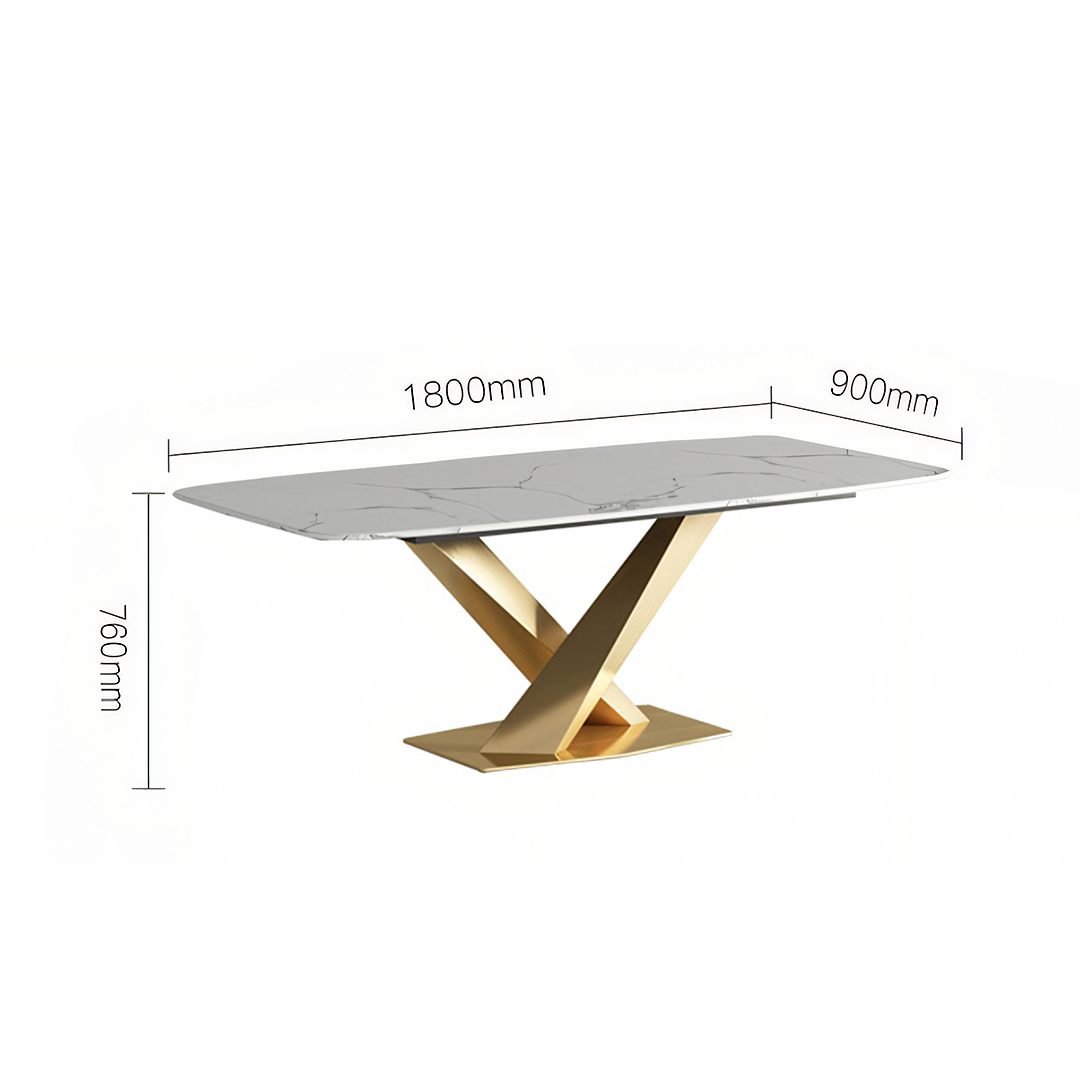 LUCI Dining Table, Marble And Gold Metal-Weilai Concept-Weilai Concept