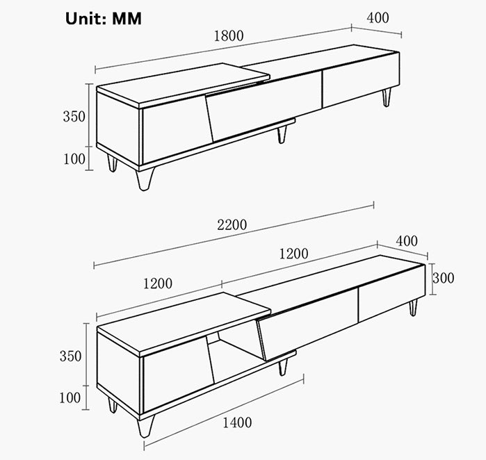 Unidades multimedia Noric, soporte para TV extensible, mesa de centro, mueble auxiliar 