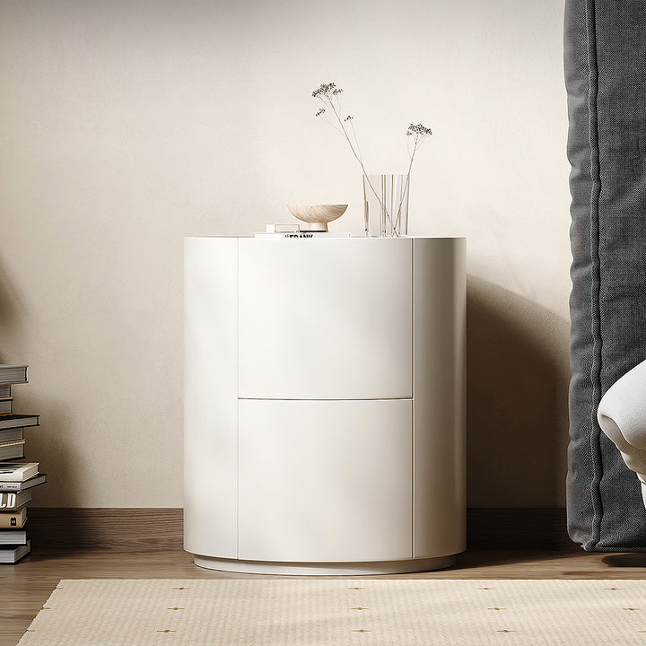 Farooq Round Bedside Table, White-Weilai Concept