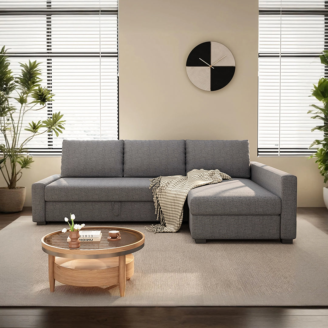 Edwards Three Seater Corner Sofa Bed With Storage, Linen-Weilai Concept-Weilai Concept