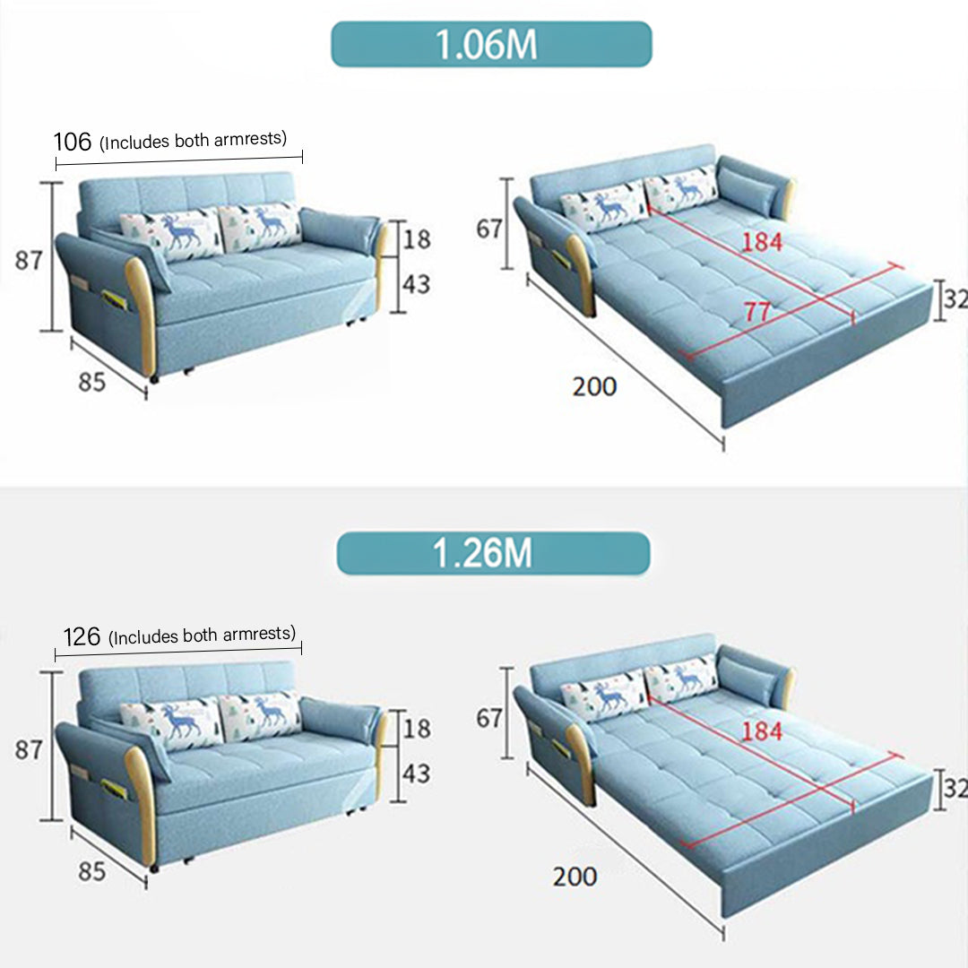 SB152 Sofá cama de dos plazas, azul 